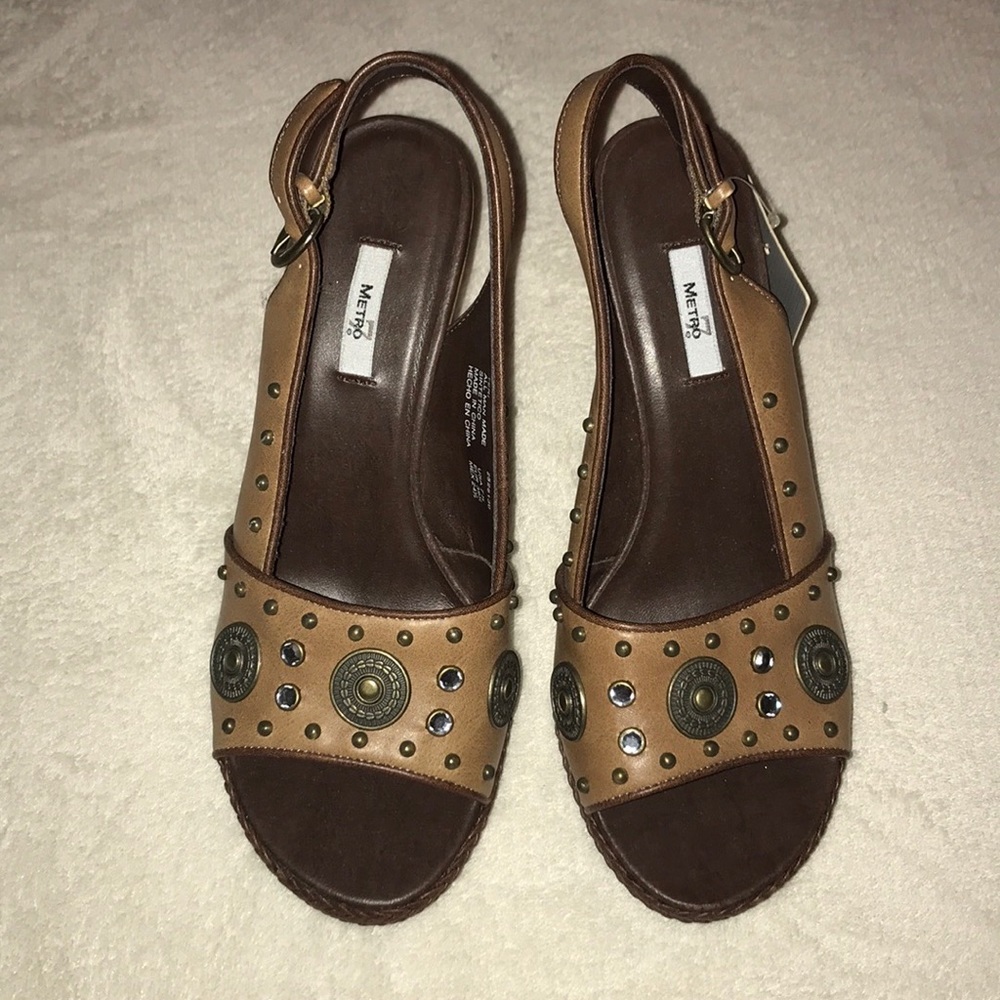 METRO Rhinestone & Copper Studded Wedges